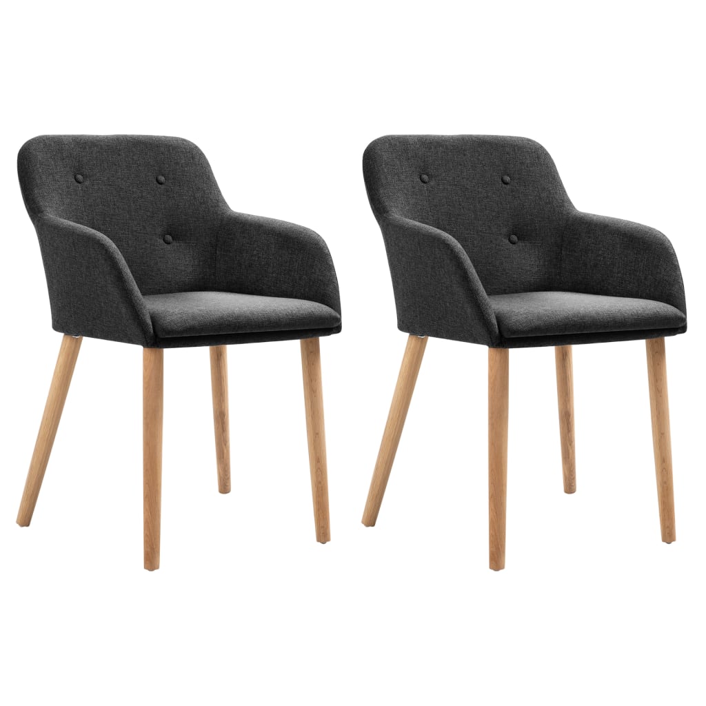 Dining Chairs 2 Pcs Fabric And Solid Oak Wood