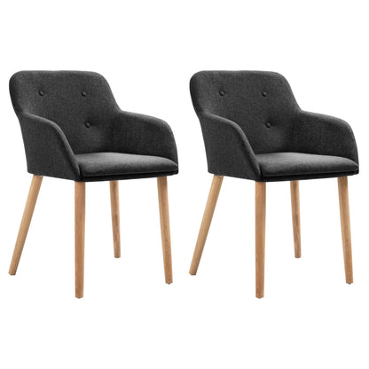 Dining Chairs 2 Pcs Fabric And Solid Oak Wood