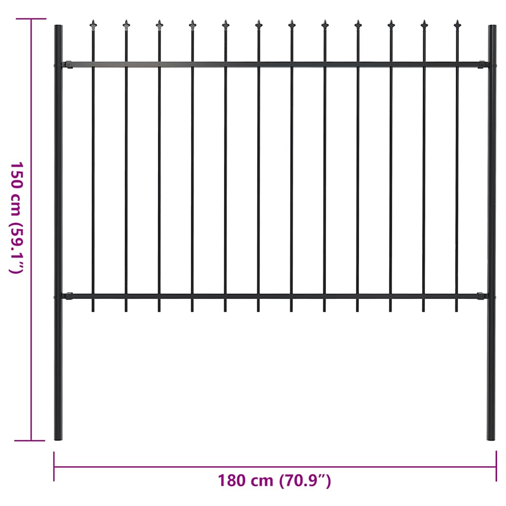 Garden Fence With Spear Top Steel 181X