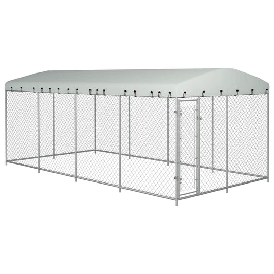 Outdoor Dog Kennel With Roof 7.6X3.8X2.3 M