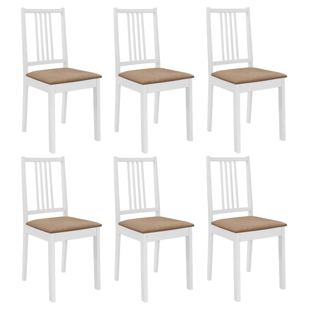 Dining Chairs With Cushions 4 Pcs White Solid Wood
