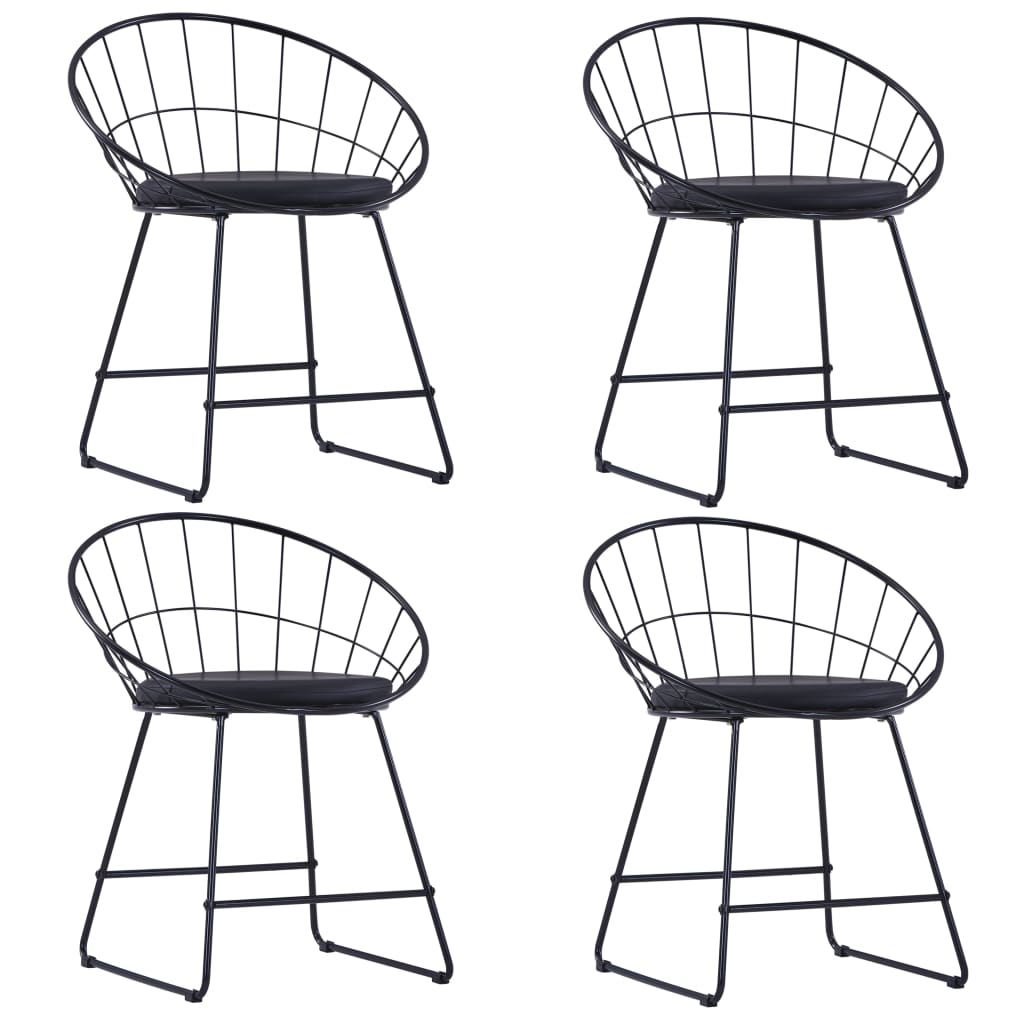Dining Chairs With Faux Leather Seats 2 Pcs Steel