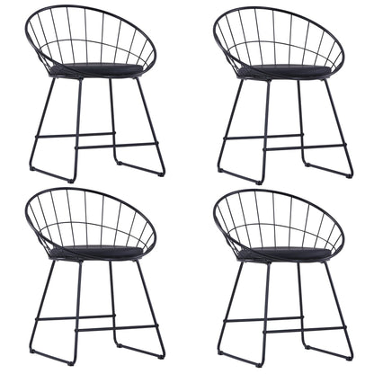 Dining Chairs With Faux Leather Seats 2 Pcs Steel
