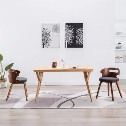 Dining Chairs 4 Pcs Dark Grey Bent Wood And Fabric