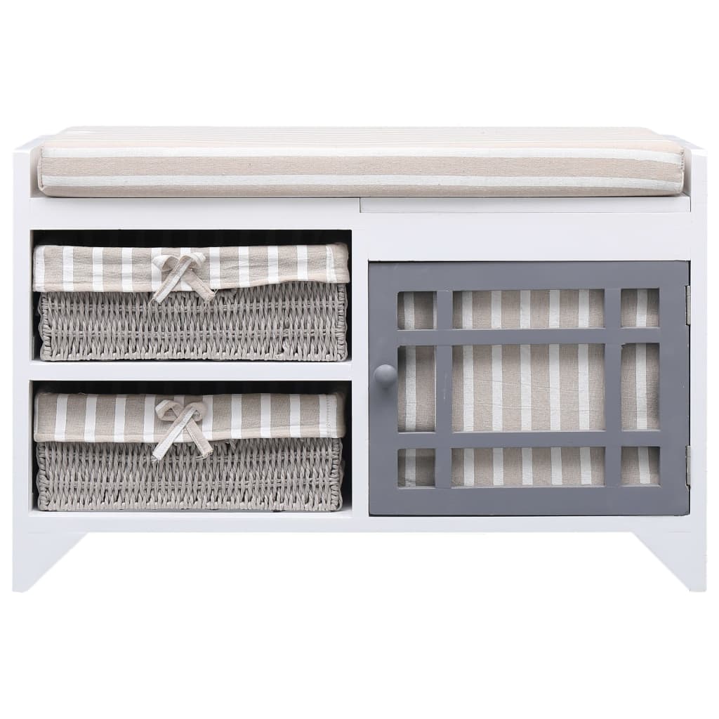 Hall Bench White 70X33.5X45 Cm Paulownia Wood