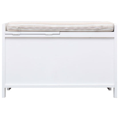 Hall Bench White 70X33.5X45 Cm Paulownia Wood