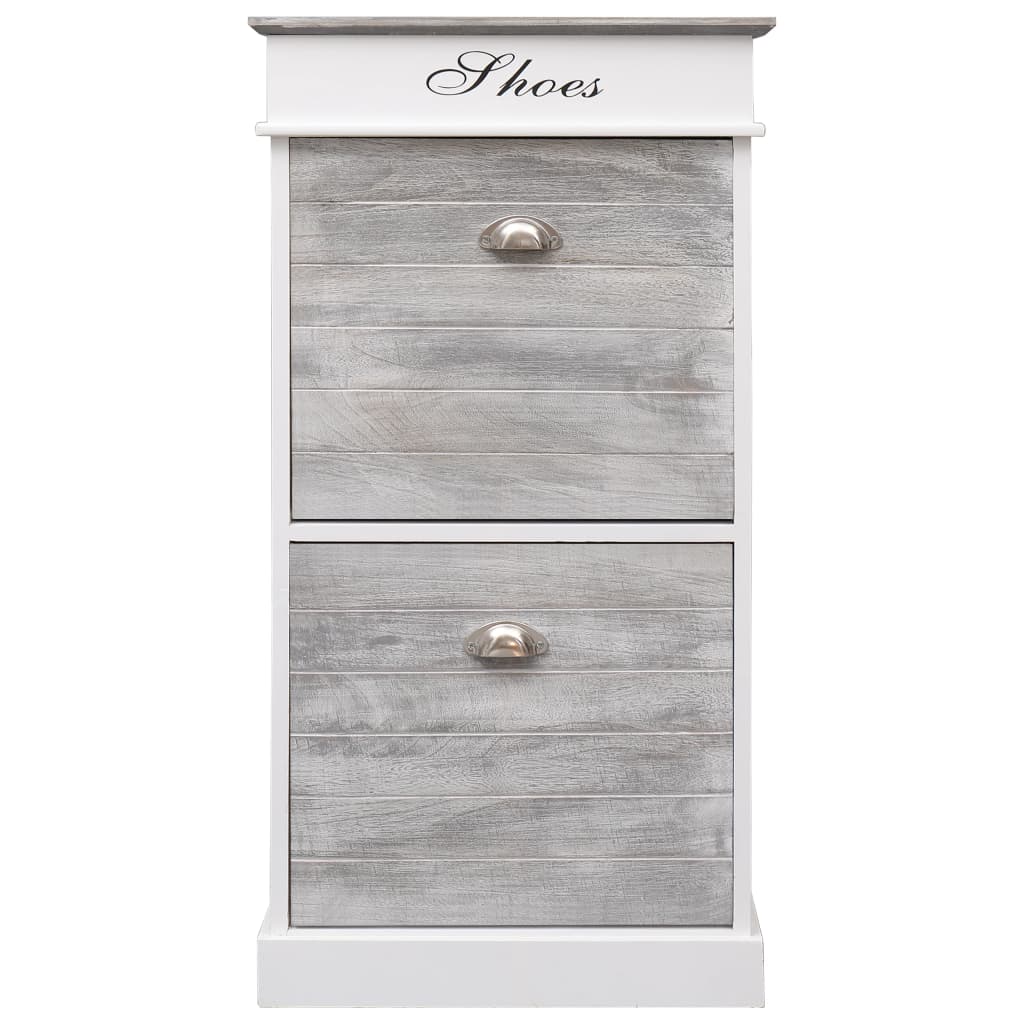 Shoe Cabinet Grey 50X28X98 Cm Paulownia Wood