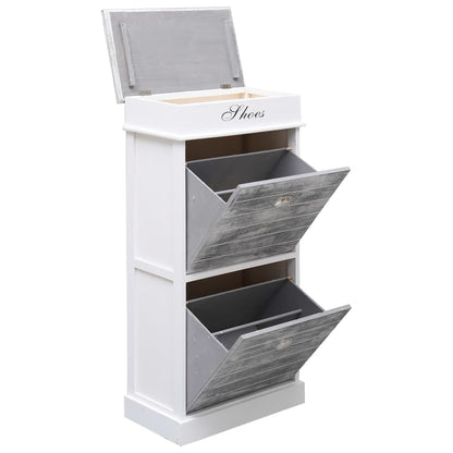 Shoe Cabinet Grey 50X28X98 Cm Paulownia Wood