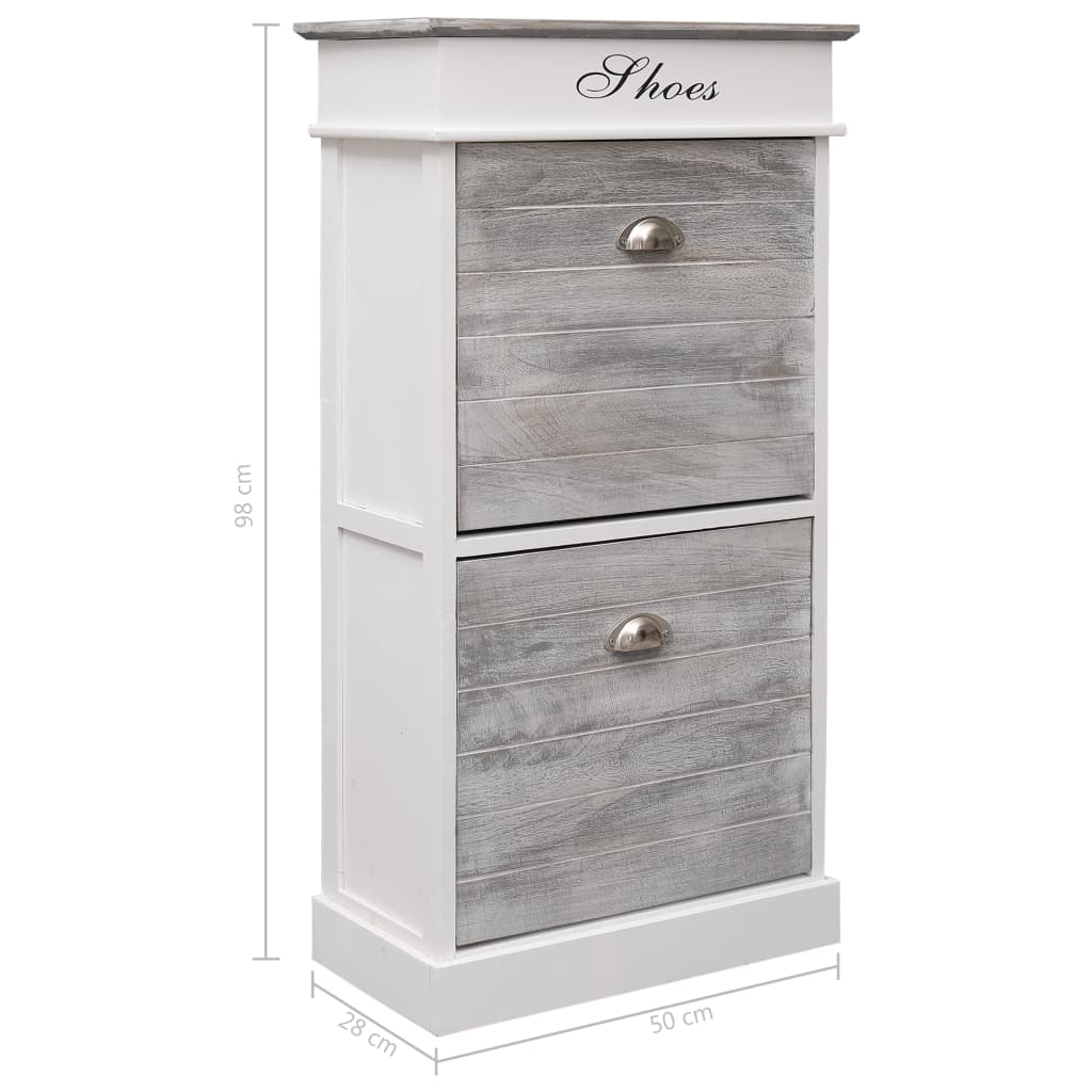 Shoe Cabinet Grey 50X28X98 Cm Paulownia Wood