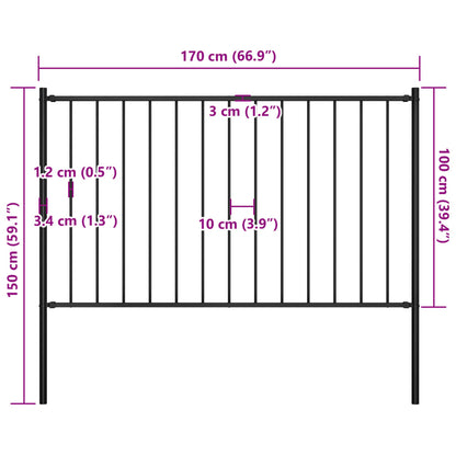Fence Panel With Posts Powder-Coated Steel
