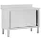 Work Tables With Sliding Doors 2Pcs 200X50X(95-97)Cm Stainless Steel