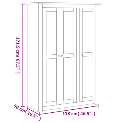 3-Door Wardrobe Pine Panama Range