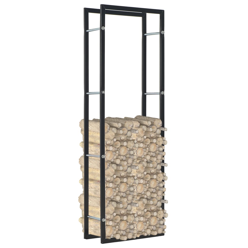 Firewood Rack Black Steel