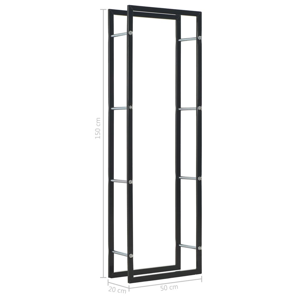 Firewood Rack Black Steel