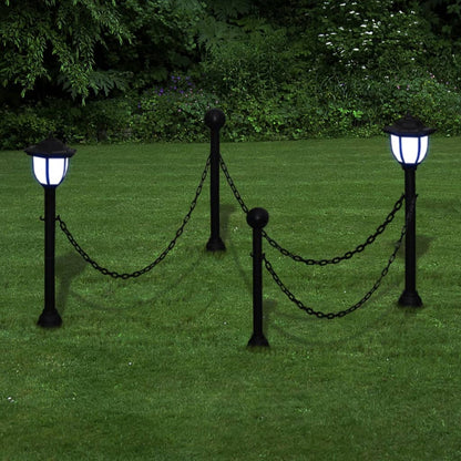 Solar Lights 4 Pcs With Chain Fence And Poles