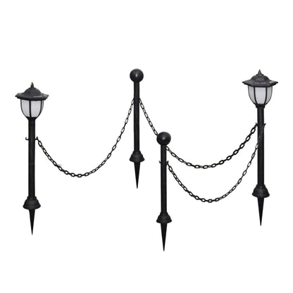 Solar Lights 4 Pcs With Chain Fence And Poles