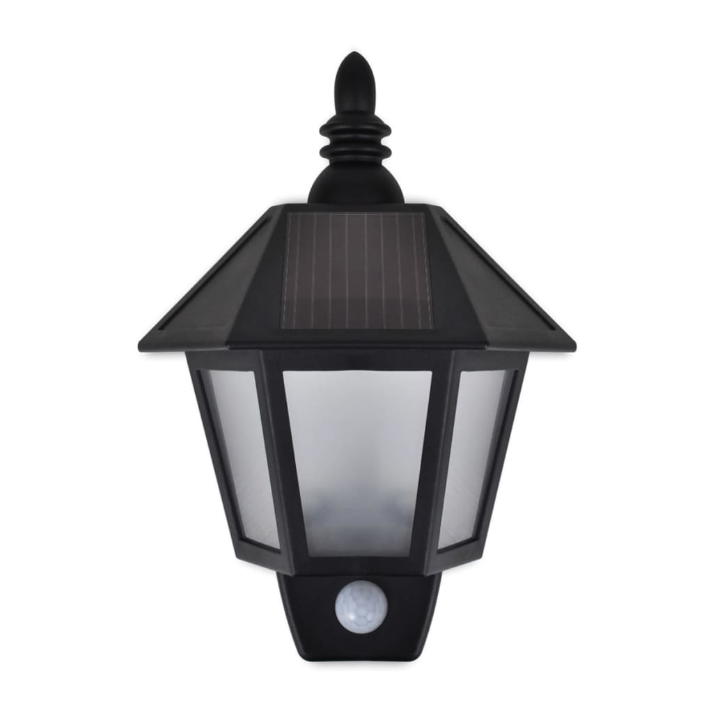 Solar Wall Lamps 2 Pcs With Motion Sensor Black