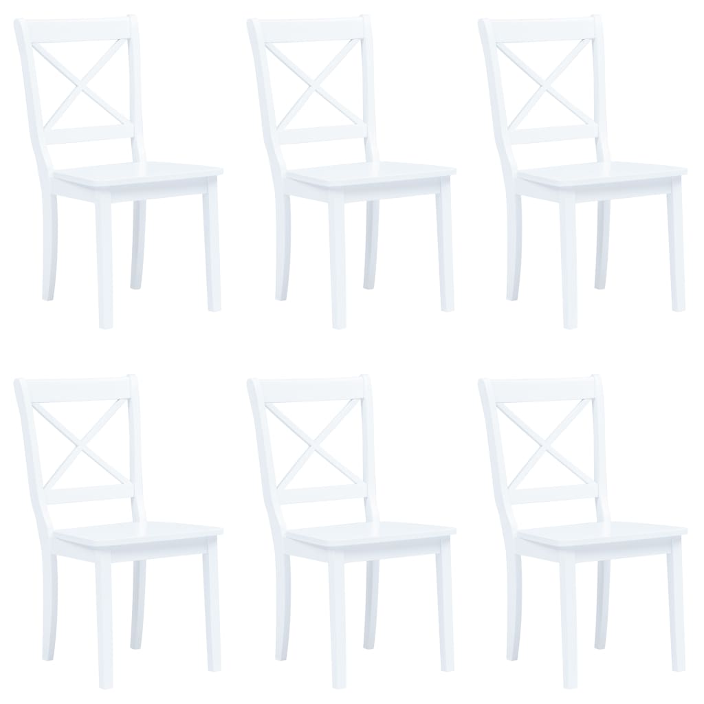 Dining Chairs 6 Pcs Solid Rubber Wood