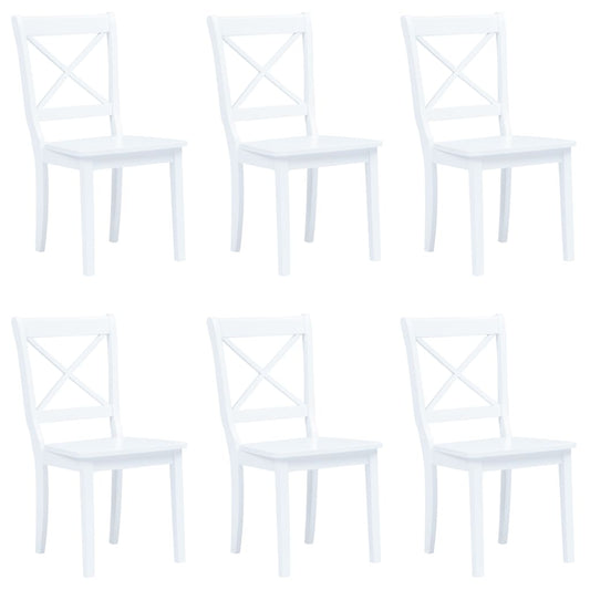 Dining Chairs 6 Pcs Solid Rubber Wood
