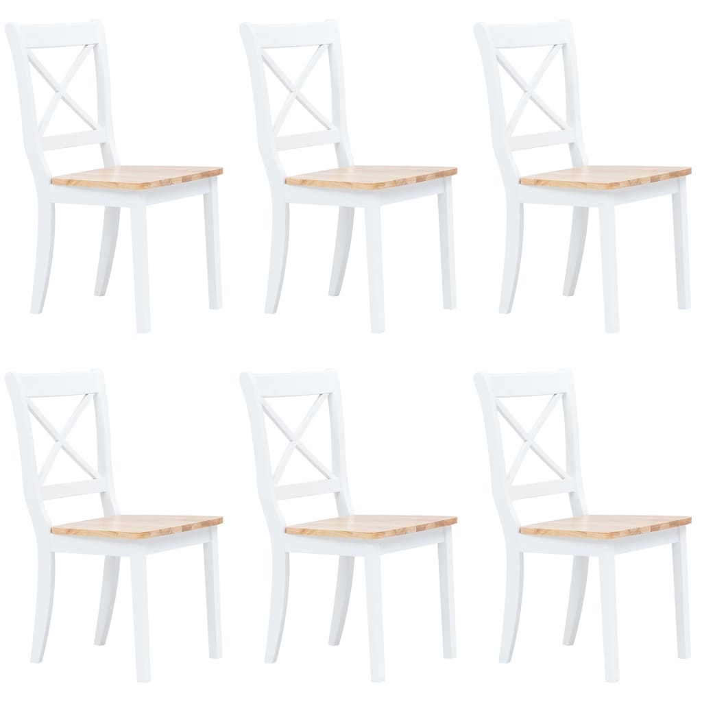 Dining Chairs 6 Pcs Solid Rubber Wood