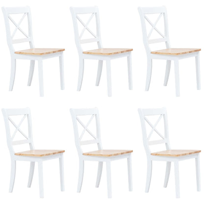Dining Chairs 6 Pcs Solid Rubber Wood