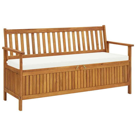 Storage Bench With Cushion 148 Cm Solid Acacia Wood