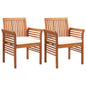 Garden Dining Chairs With Cushions 2 Pcs Solid Acacia Wood