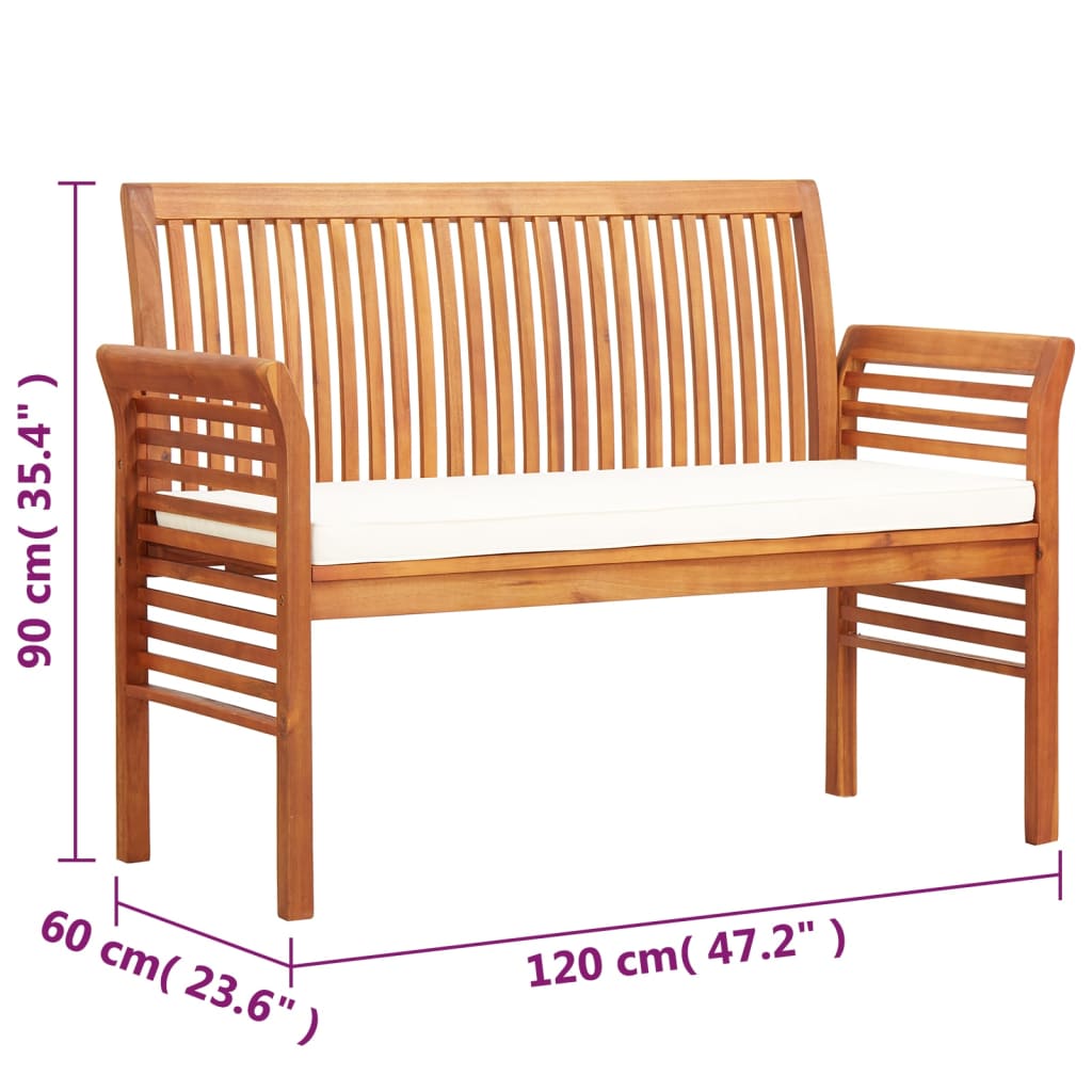 2-Seater Garden Bench With Cushion Solid Acacia Wood