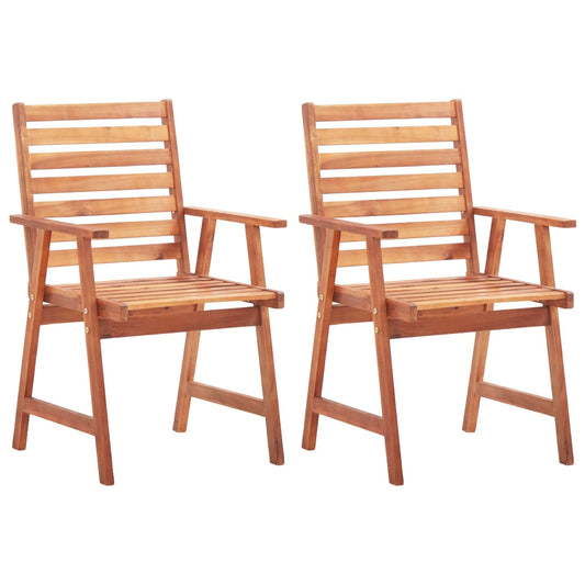 Outdoor Dining Chairs 2 Pcs Solid Acacia Wood