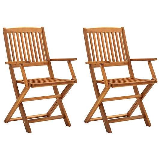 Folding Outdoor Chairs 2 Pcs Solid Acacia Wood