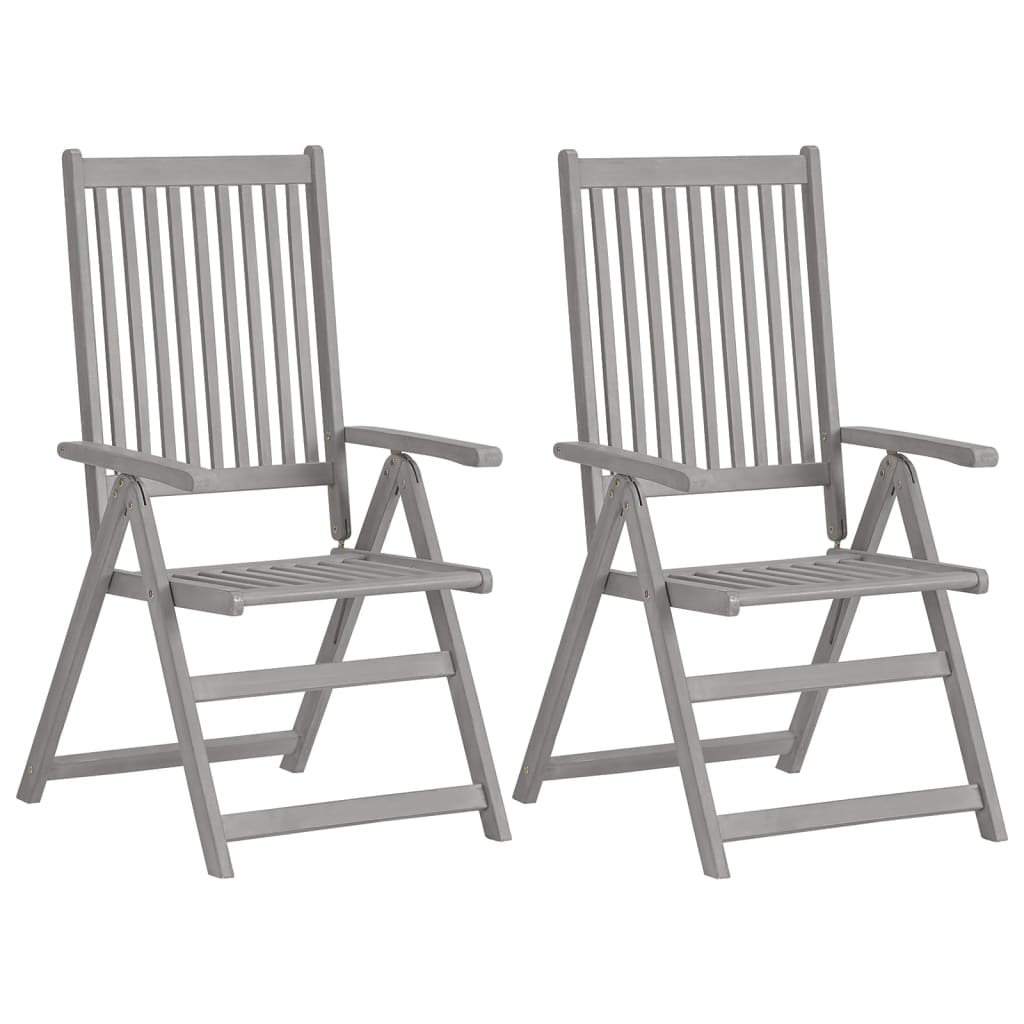 Garden Reclining Chairs 4 Pcs Grey Solid Wood Acacia