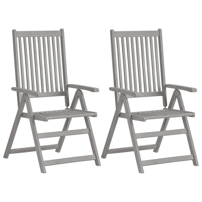 Garden Reclining Chairs 4 Pcs Grey Solid Wood Acacia