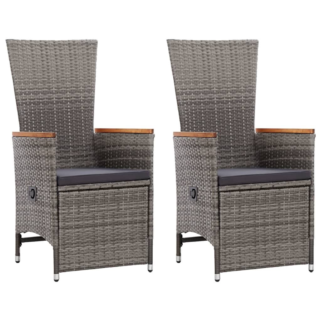 Reclining Garden Chairs 2 Pcs With Cushions Poly Rattan