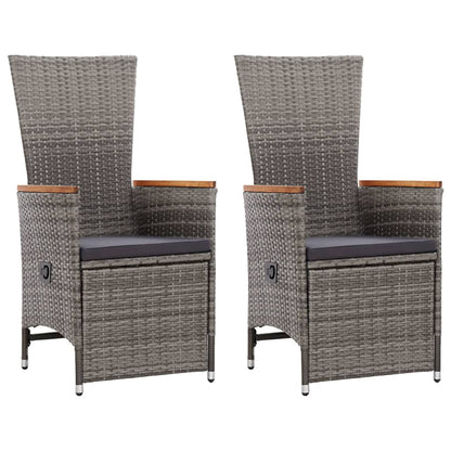 Reclining Garden Chairs 2 Pcs With Cushions Poly Rattan