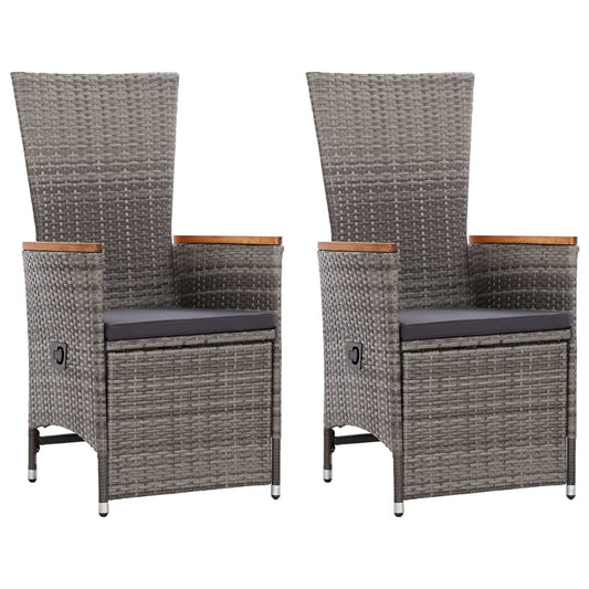 Reclining Garden Chairs 2 Pcs With Cushions Poly Rattan