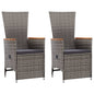 Reclining Garden Chairs 2 Pcs With Cushions Poly Rattan