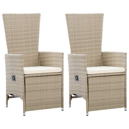 Reclining Garden Chairs 2 Pcs With Cushions Poly Rattan