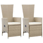 Reclining Garden Chairs 2 Pcs With Cushions Poly Rattan