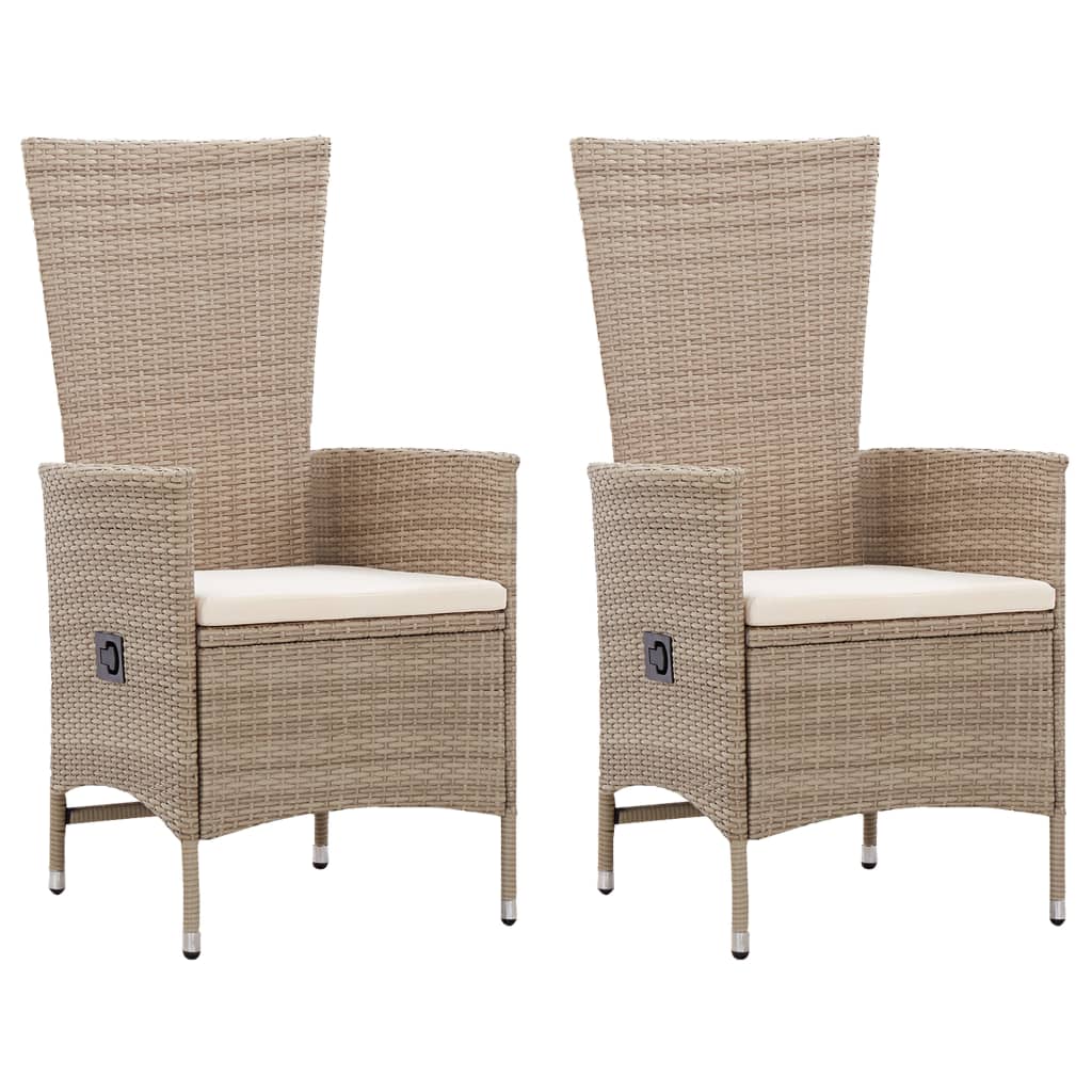 Reclining Garden Chairs 2 Pcs With Cushions Poly Rattan Grey