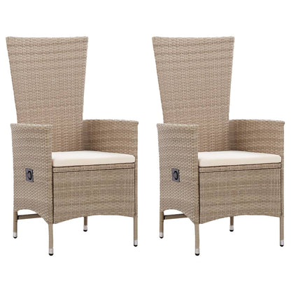 Reclining Garden Chairs 2 Pcs With Cushions Poly Rattan Grey