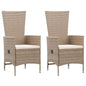 Reclining Garden Chairs 2 Pcs With Cushions Poly Rattan Grey