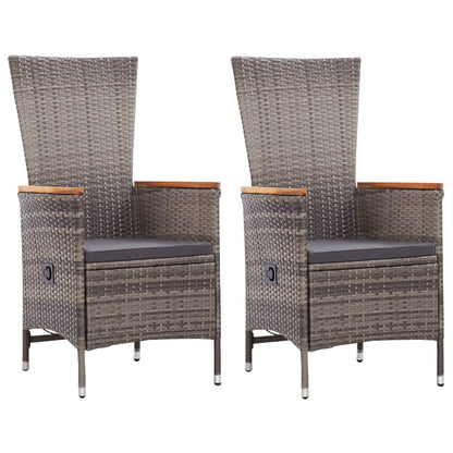 Reclining Garden Chairs 2 Pcs With Cushions Poly Rattan Grey