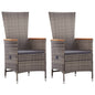 Reclining Garden Chairs 2 Pcs With Cushions Poly Rattan Grey