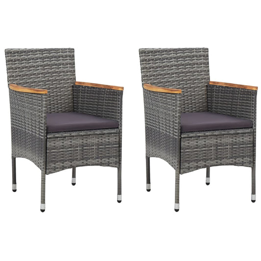 Garden Dining Chairs 2 Pcs Poly Rattan Grey