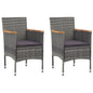 Garden Dining Chairs 2 Pcs Poly Rattan Grey