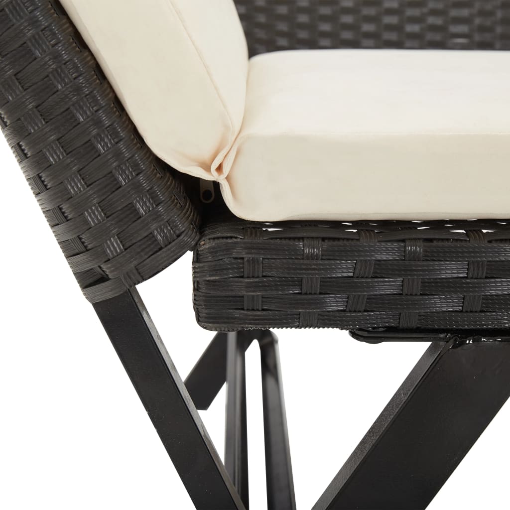Garden Bench With Cushions 176 Cm Black Poly Rattan