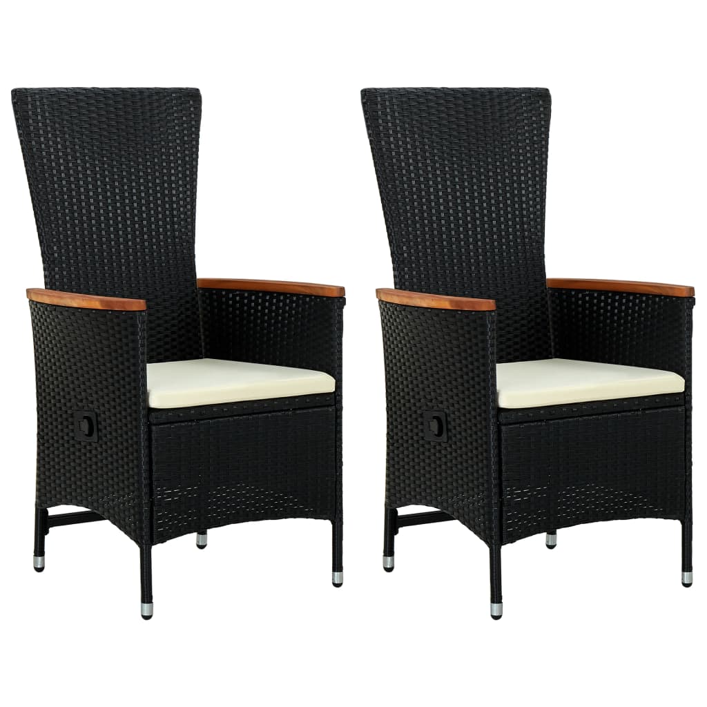 Reclining Garden Chairs 2 Pcs With Cushions Poly Rattan Grey