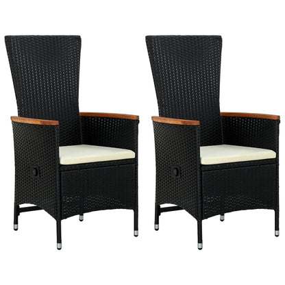 Reclining Garden Chairs 2 Pcs With Cushions Poly Rattan Grey