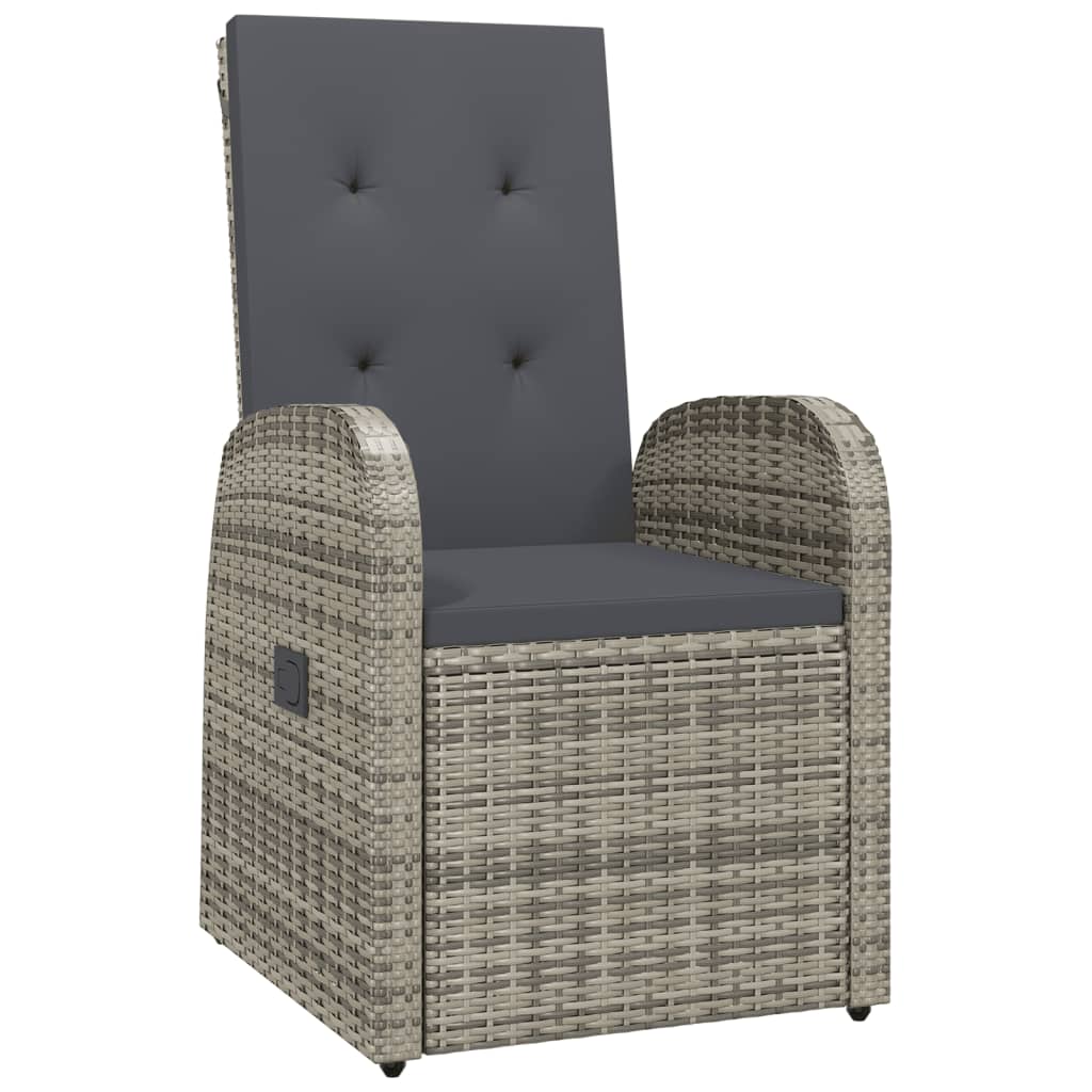 Reclining Garden Chairs 2 Pcs With Cushions Poly Rattan Grey