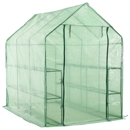 Walk-In Greenhouse With 12 Shelves Steel 143X214X196 Cm